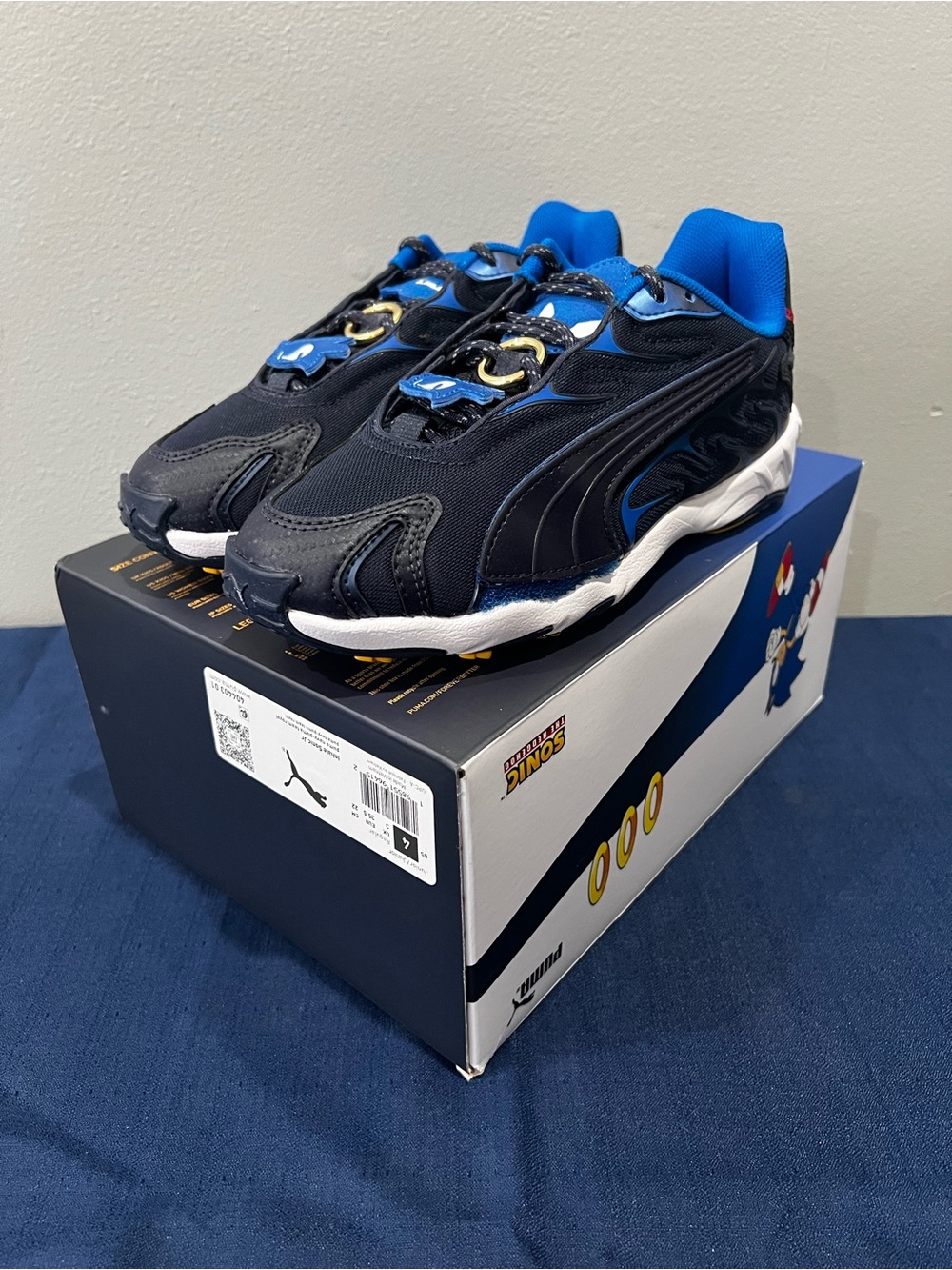 Puma X Sonic the Hedgehog Inhale Lace Up Sneakers 404403-01 Size 4 Juniors